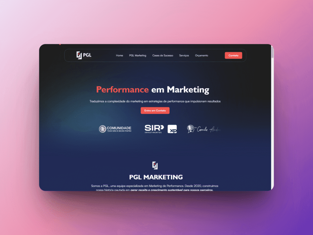 PGL Marketing - Agência de Marketing de Performance com atuação nacional e internacional. - Site desenvolvido pela Huios Web