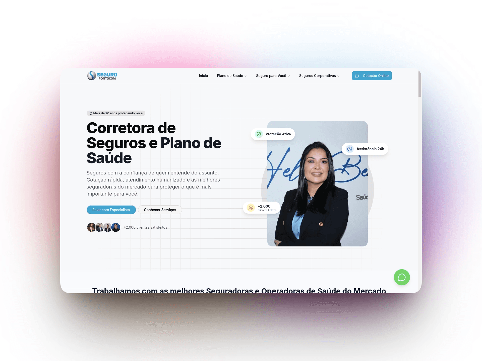Porto Seguro - Plataforma moderna para cotação e contratação de seguros com foco em conversão e experiência do usuário. - Site desenvolvido pela Huios Web