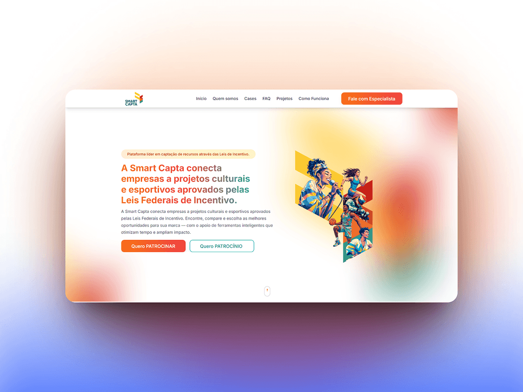 Smart Capta - Plataforma líder em captação de recursos através das Leis de Incentivo com IA integrada. - Site desenvolvido pela Huios Web