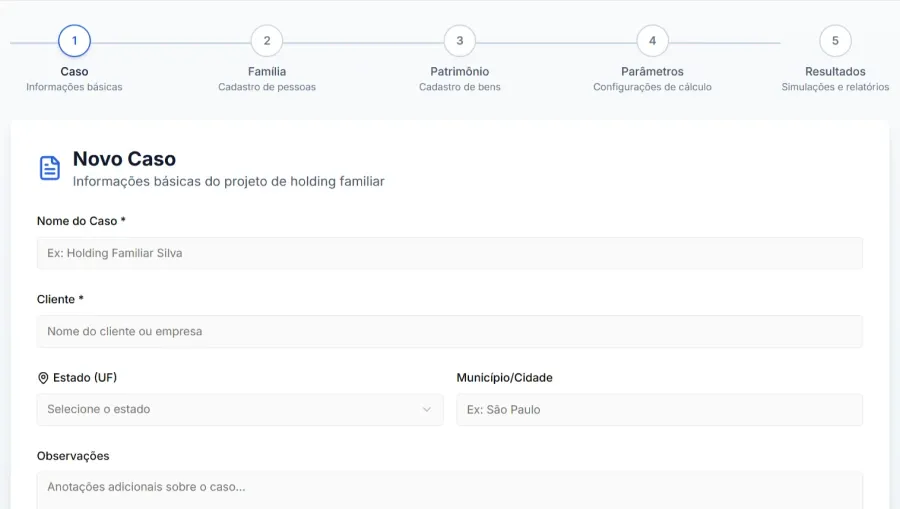 Fábrica de Holding — captura do sistema