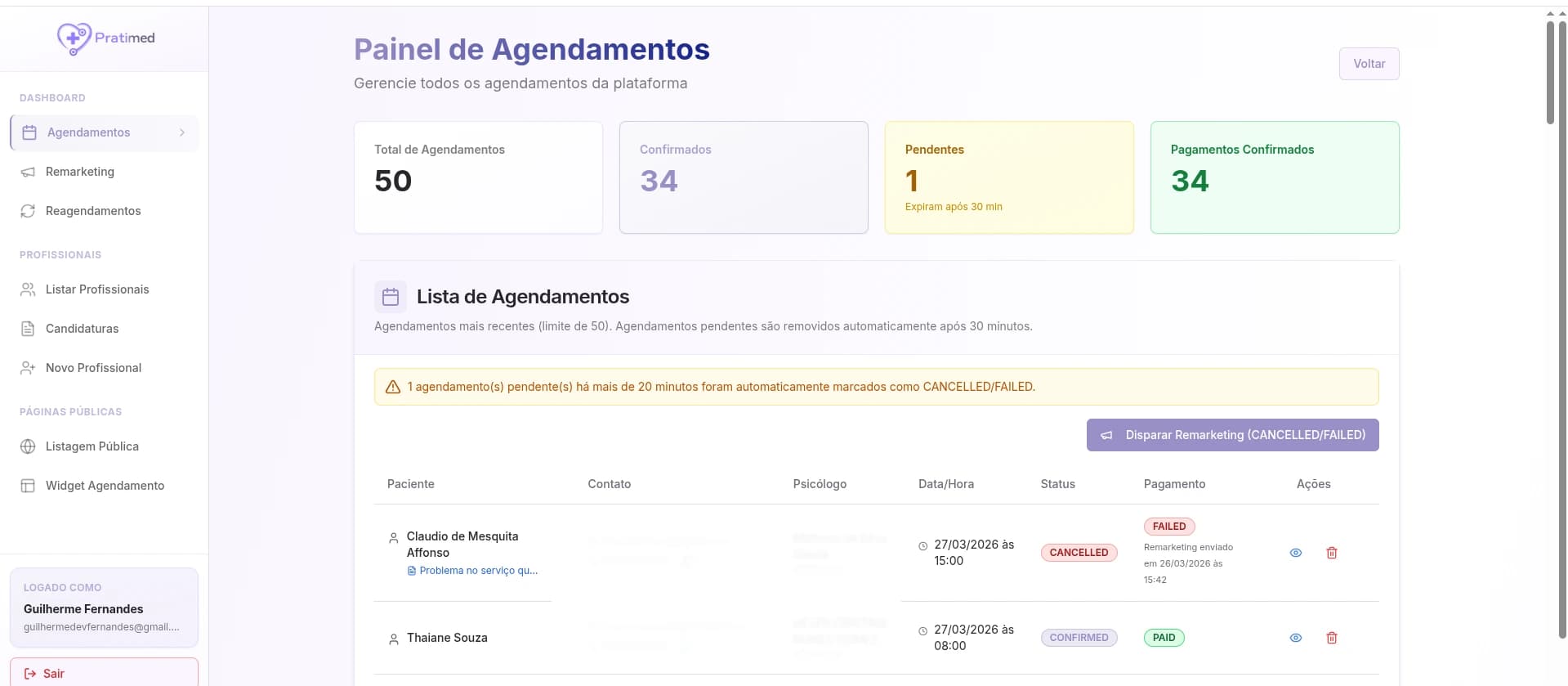 PratiMed — captura do sistema